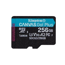 Kingston paměťová karta Canvas Go! Plus, 256GB, micro SDXC, SDCG3/256GBSP, UHS-I U3, A2, V30
