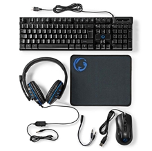 Nedis - 5in1 gaming set - keyboard, headphones, mouse and mouse pad, black, AZERTY